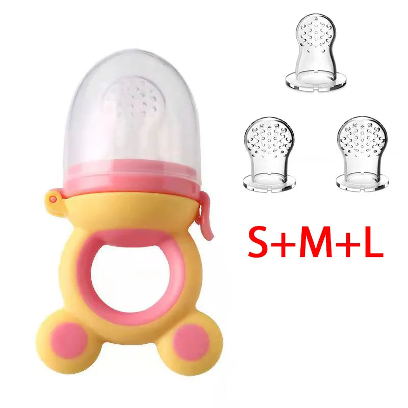 BPA-Free Silicone Baby Teether & Fruit Feeder – Nibbler with Pacifier Clip for Newborns