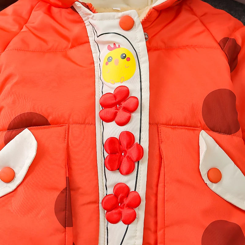 Casaco quente de inverno para bebés de 1 a 5 anos, roupas confortáveis ​​e elegantes para meninos e meninas, adorável fantasia de desenho animado para crianças