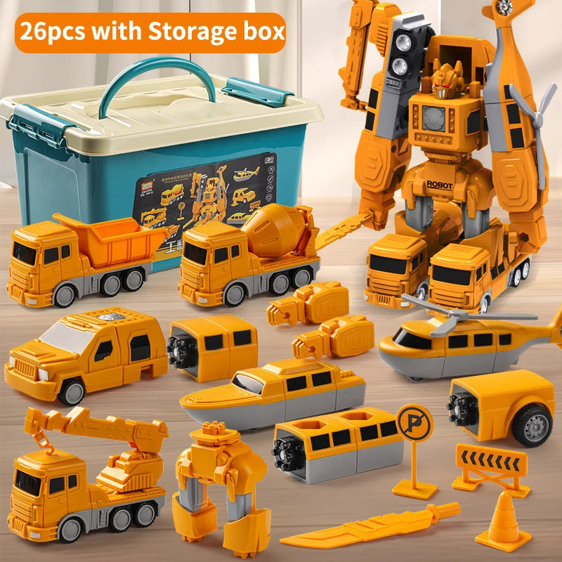 Magnetic Transforming Robot Car – Engineering Toy with Blocks for Toddler Activities
