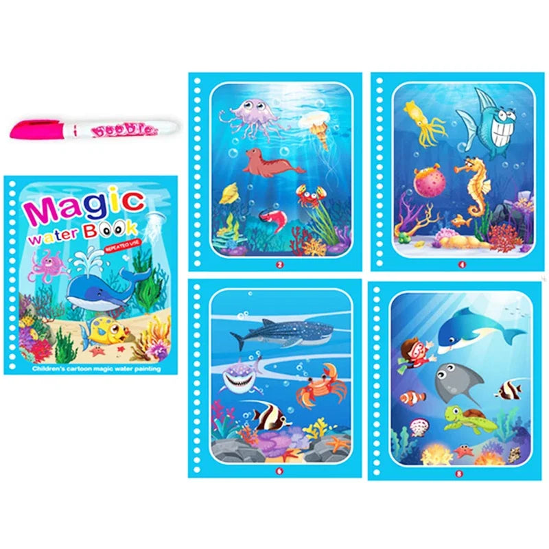Magic Water Drawing Book with Pen – Reusable Montessori Early Learning Toy