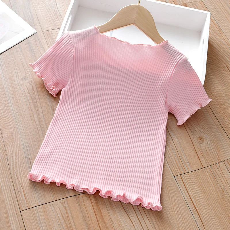 Girls’ 100% Cotton Short Sleeve T-Shirt – Comfortable Casual Summer Top (1–7Y)