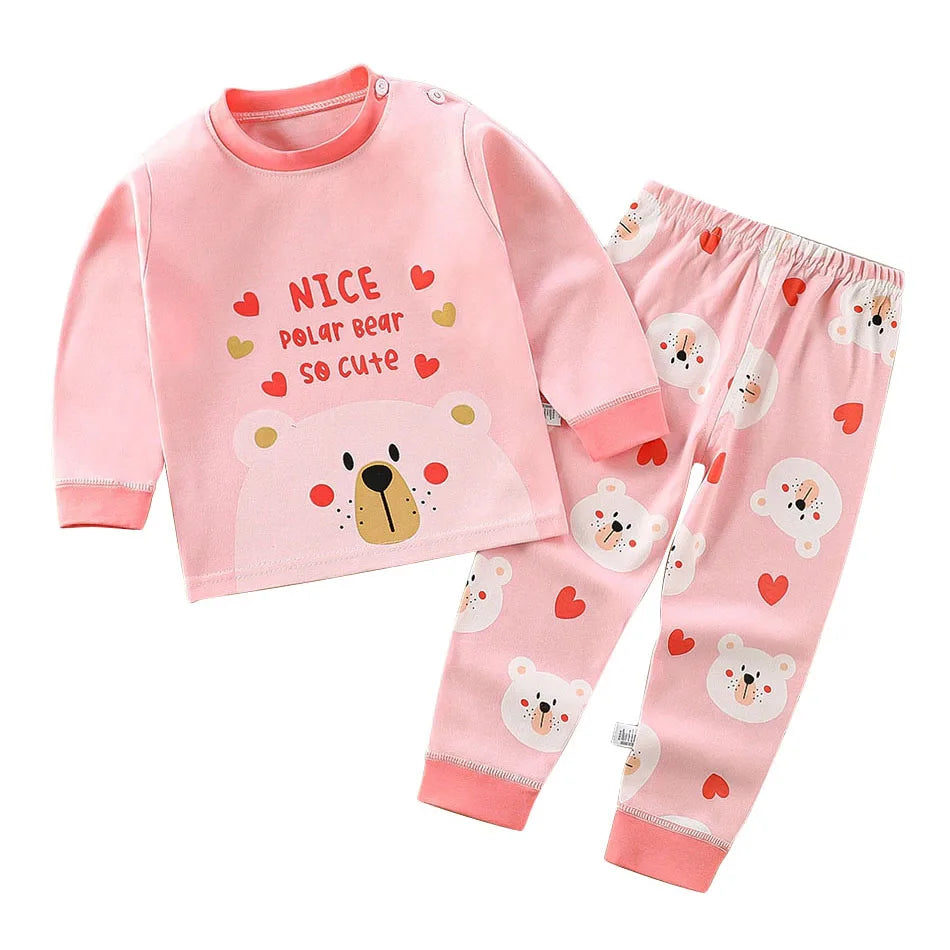 Cotton Kids Pajama Set – Cartoon Autumn/Winter Sleepwear for Boys & Girls