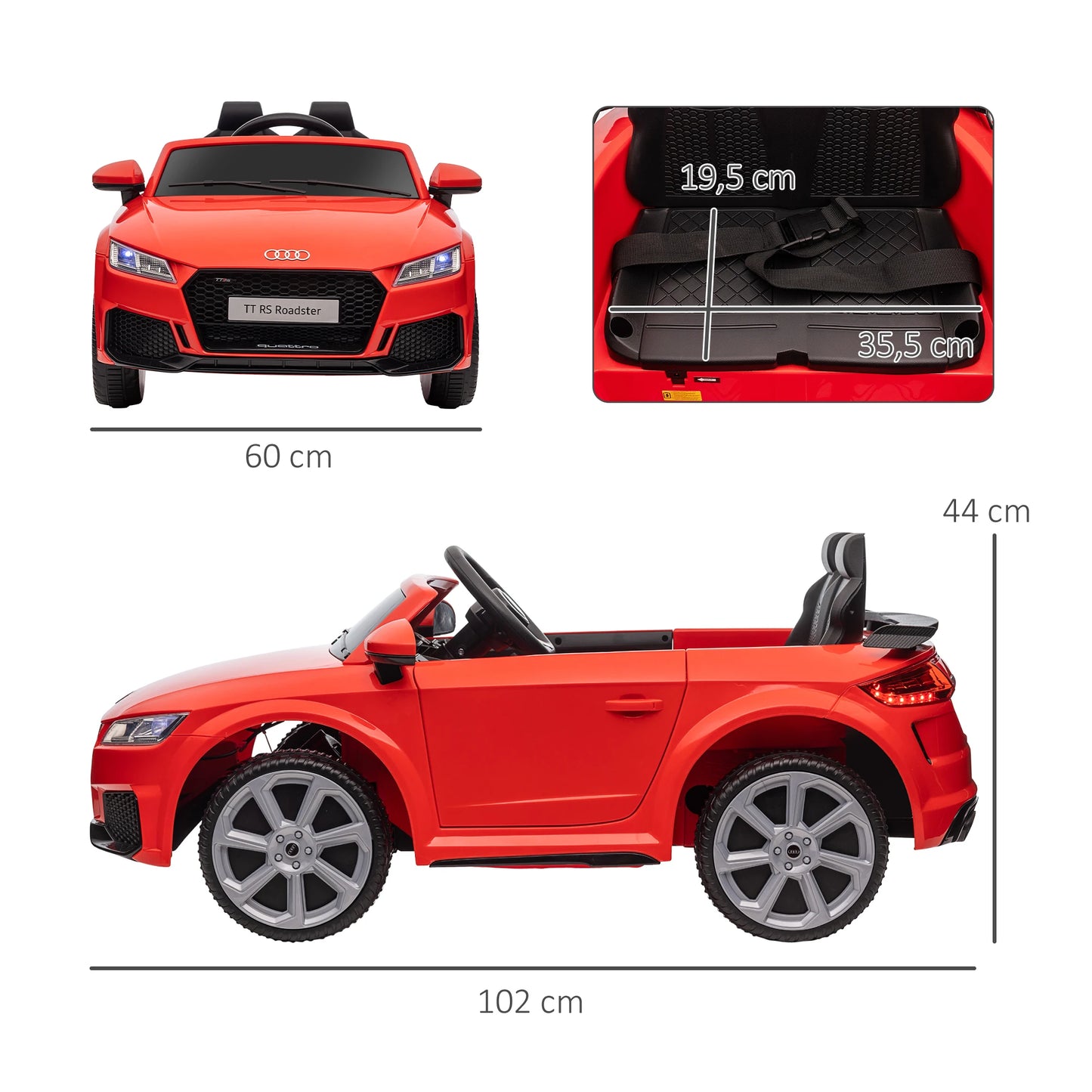 HOMCOM electric car for child + 3 years, with remote control, music, lights, and 2 door opening