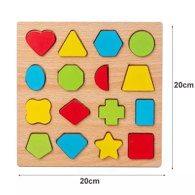 Montessori Wooden Peg Puzzles – 3D Cartoon Animal & Fruit Educational Toys