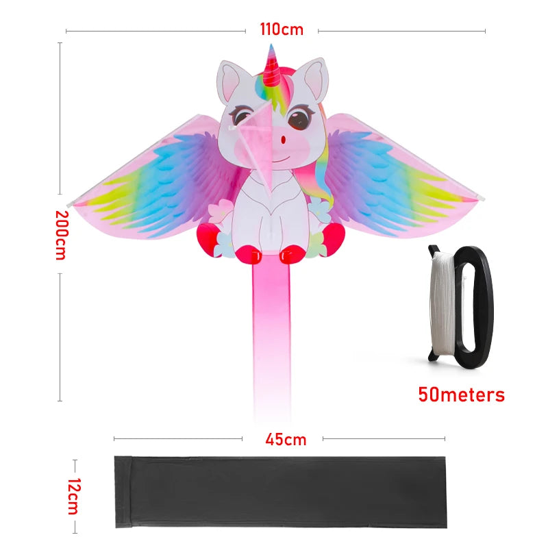 Yongjian Pink Unicorn Kite – Easy-Fly Small Kite with 50m String for Kids