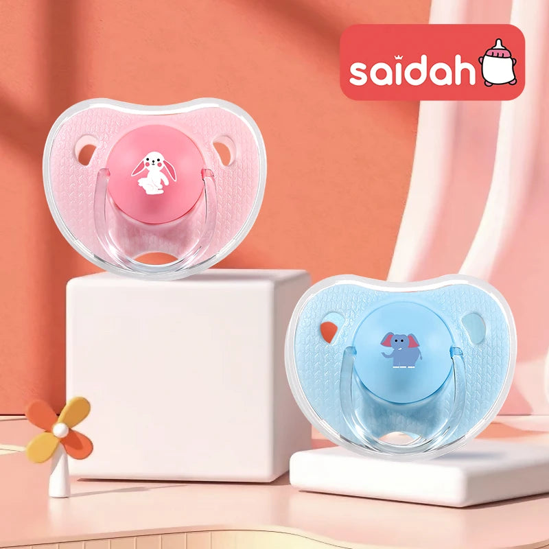 Cartoon Thumb-Shaped Silicone Teething Pacifier – Soothing Toy for Toddlers & Newborns