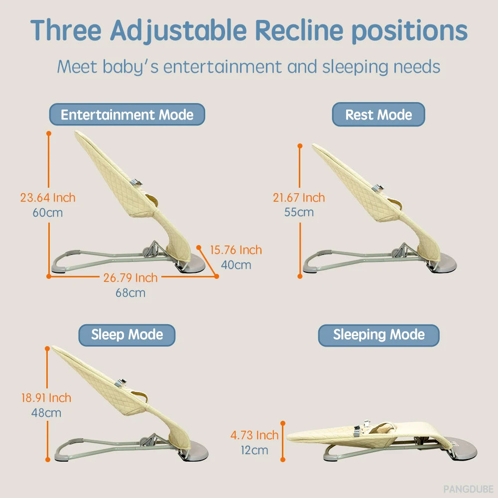 Portable Baby Rocker Infant Recliner with Adjustable Recline Foldable Bouncer, with Toys