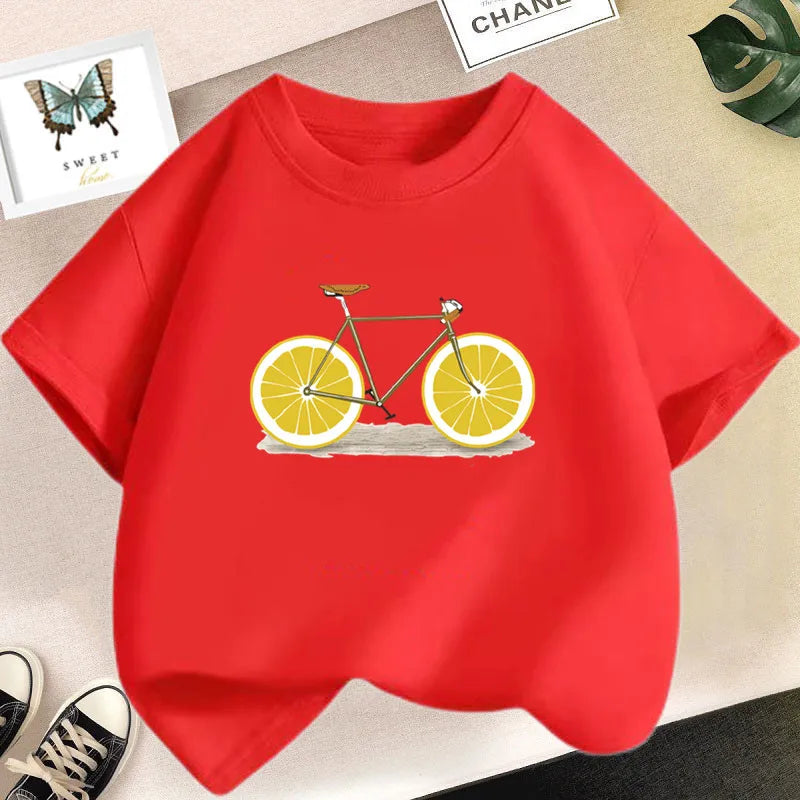 Girls’ Cute Avocado T-Shirt – Loose Summer Cartoon Fruit Top