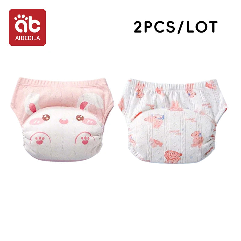 2pcs Newborn Training Pants Cotton Thin Summer Baby Widen Shorts Washable Boy Girl Cloth Diapers Reusable Nappies Infant Panties