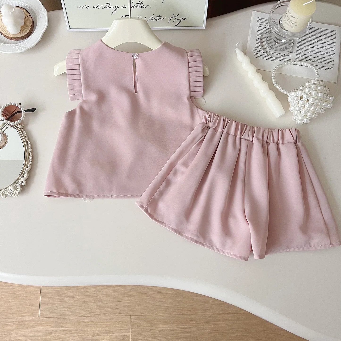 Girls’ Summer 2-PC Set – Cute Floral Tee & Shorts Casual Outfit for Kids
