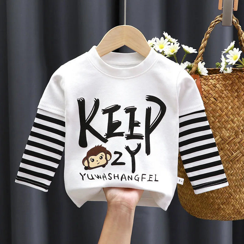 Kids’ Long Sleeve T-Shirt – Cartoon Cotton Top for Boys & Girls (0–5Y)