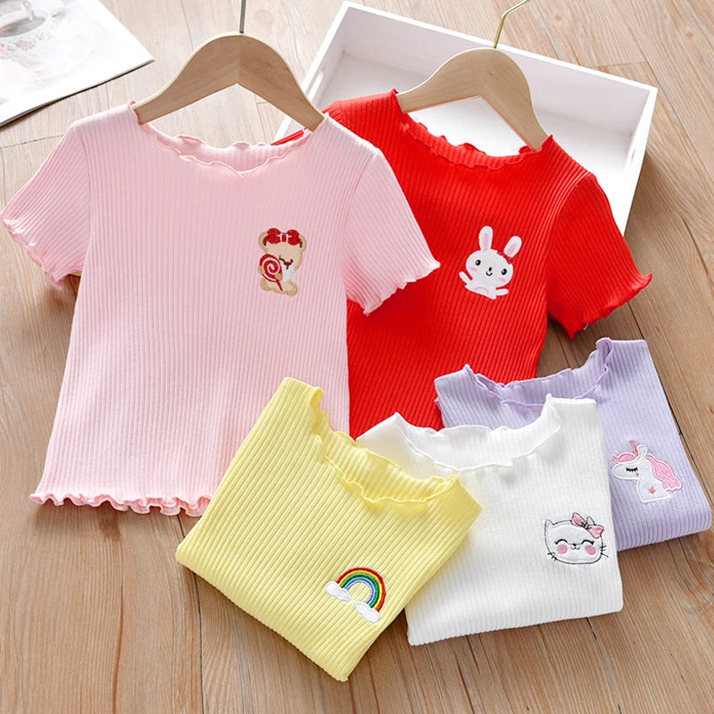 Girls’ 100% Cotton Short Sleeve T-Shirt – Comfortable Casual Summer Top (1–7Y)