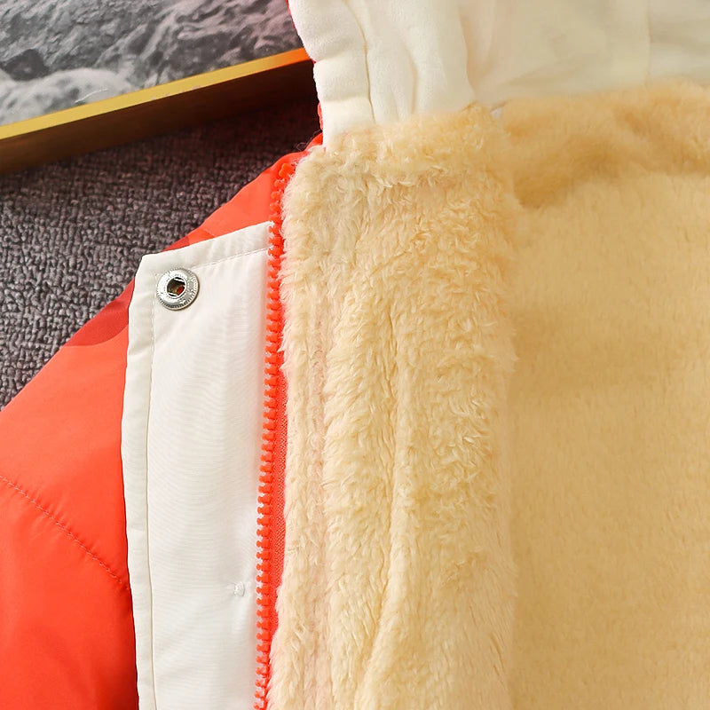 Casaco quente de inverno para bebés de 1 a 5 anos, roupas confortáveis ​​e elegantes para meninos e meninas, adorável fantasia de desenho animado para crianças