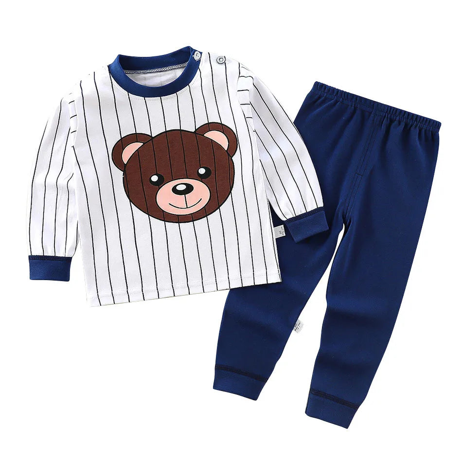 Cotton Kids Pajama Set – Cartoon Autumn/Winter Sleepwear for Boys & Girls