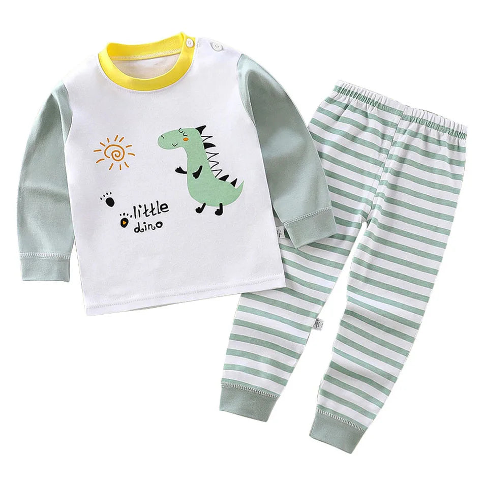 Cotton Kids Pajama Set – Cartoon Autumn/Winter Sleepwear for Boys & Girls