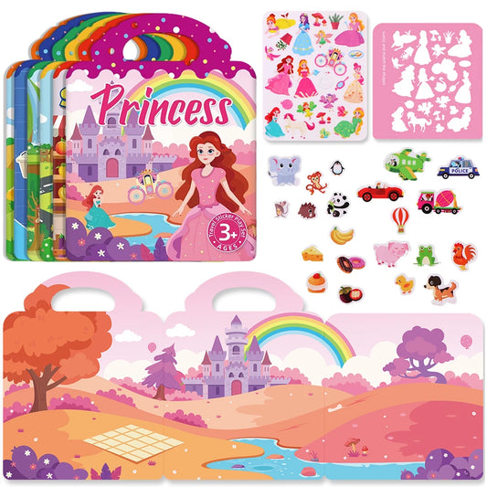 Kids’ Reusable DIY Sticker Book – Multi-Theme Jelly Stickers Montessori Toy