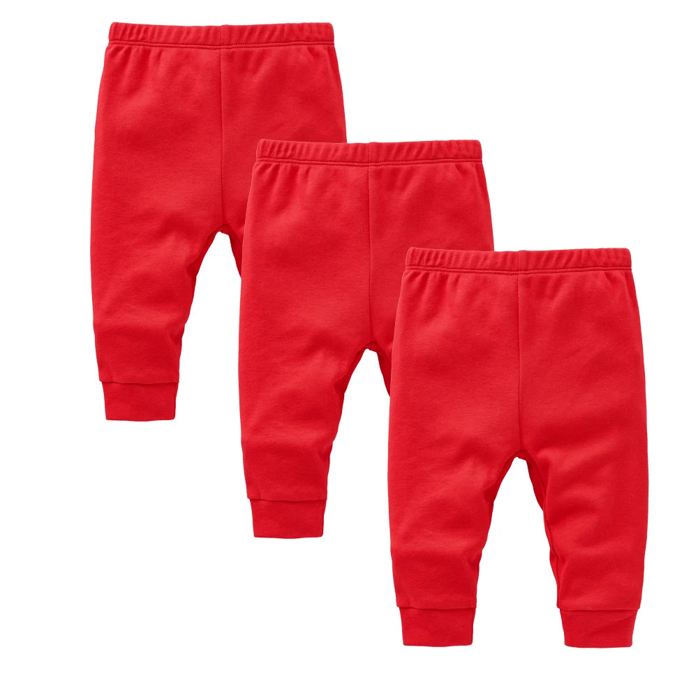 Calças de algodão para recém-nascidos dos 0 aos 12 meses, 3 peças/lote, calças compridas lisas para meninos e meninas, leggings casuais para bebés