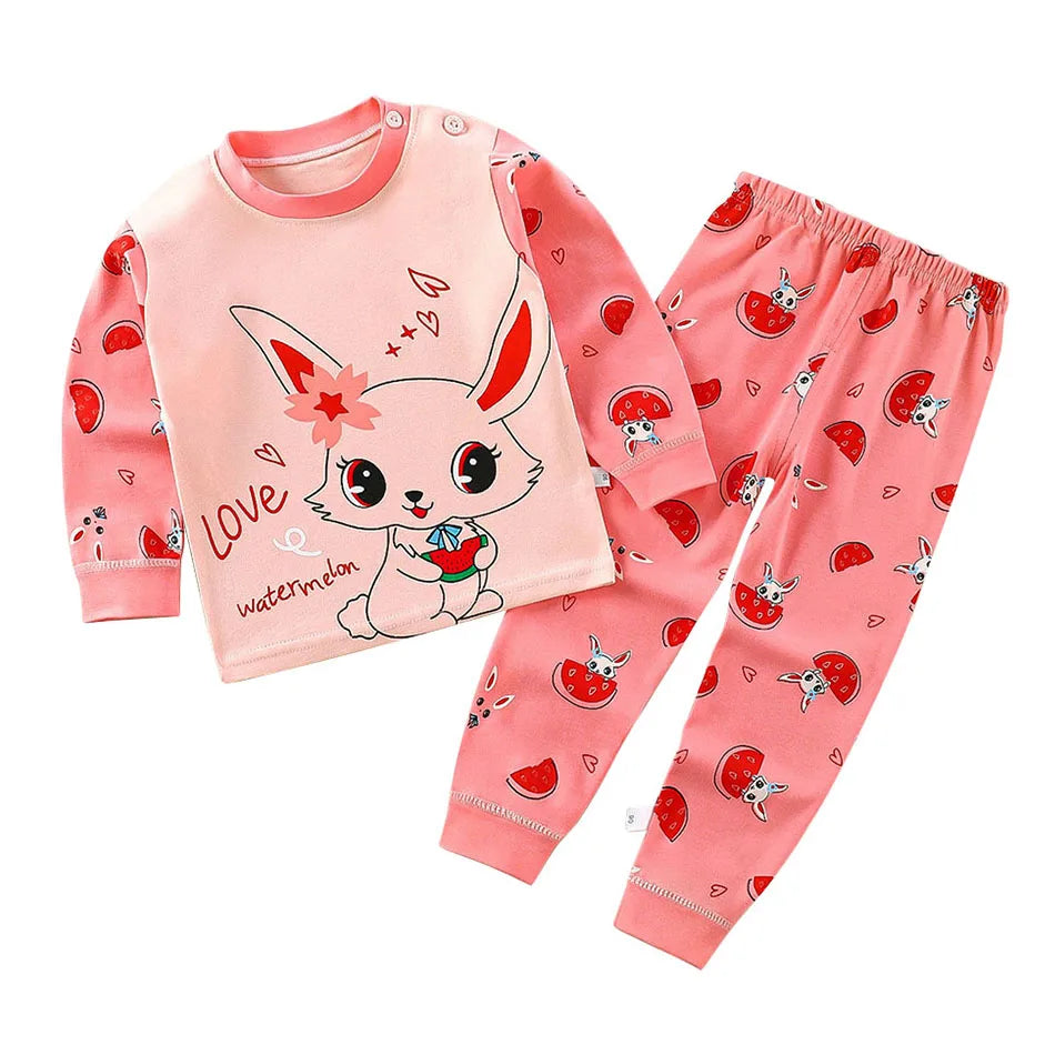 Cotton Kids Pajama Set – Cartoon Autumn/Winter Sleepwear for Boys & Girls