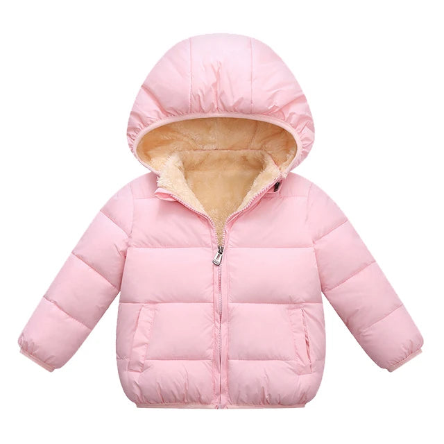 Baby Children Coats Winter Thick Jackets Warm Plush Outerwear  Fur Hooded Jacket
