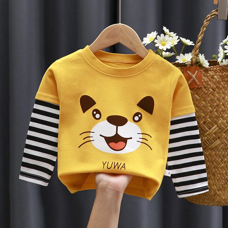 Kids’ Long Sleeve T-Shirt – Cartoon Cotton Top for Boys & Girls (0–5Y)