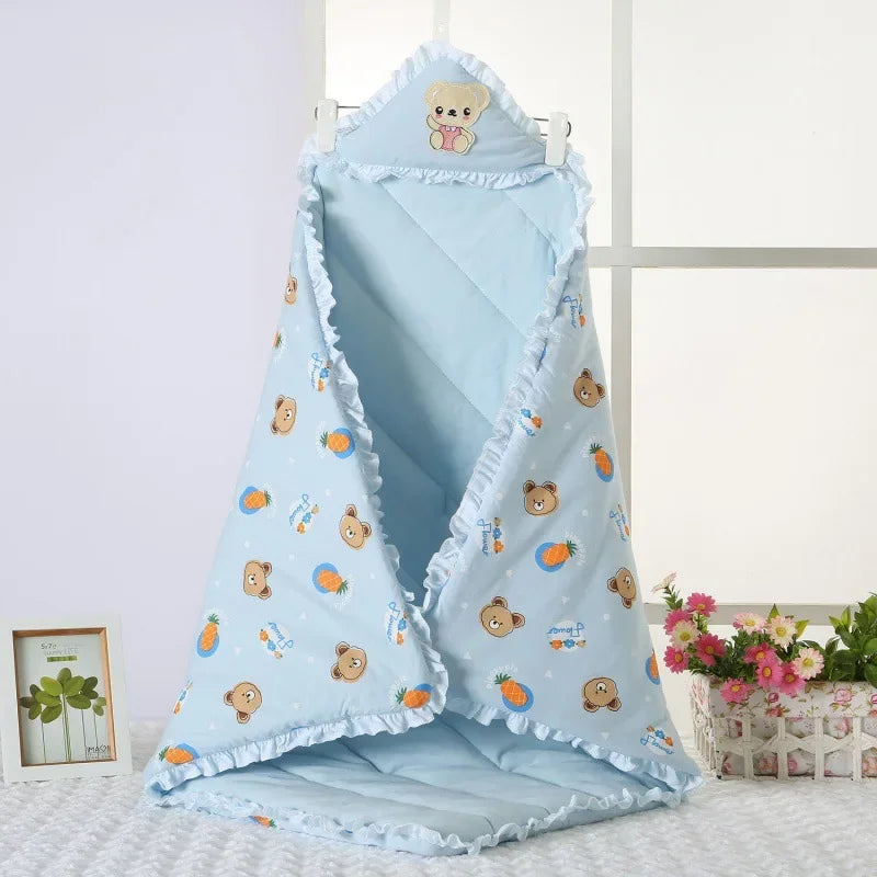 Newborn Cotton Blanket Winter Warm Embroidery Baby Swaddling Blanket Cartoon Envelope Wrap Blankets Baby Boys Girls Bed Quilt