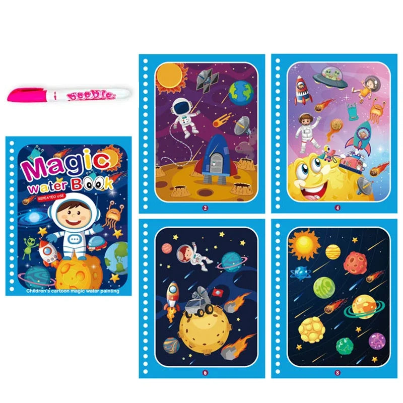 Magic Water Drawing Book with Pen – Reusable Montessori Early Learning Toy