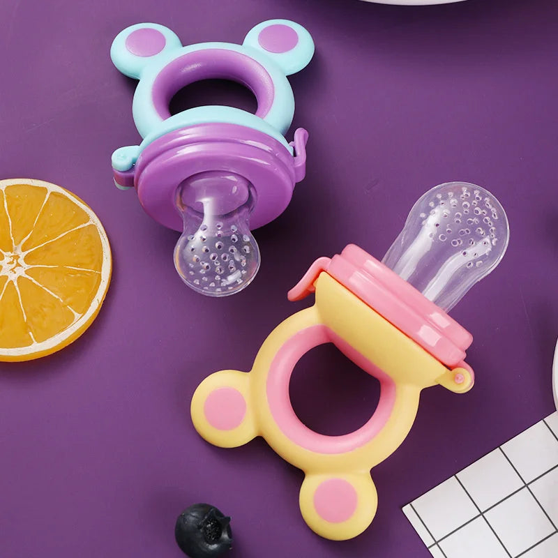 BPA-Free Silicone Baby Teether & Fruit Feeder – Nibbler with Pacifier Clip for Newborns