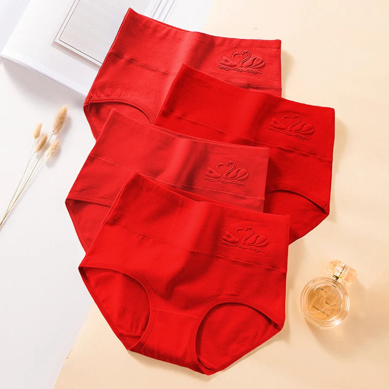 4PCS High Waist Cotton Body Shaper Panties – Breathable Slimming Underwear, Plus Size M-5XL