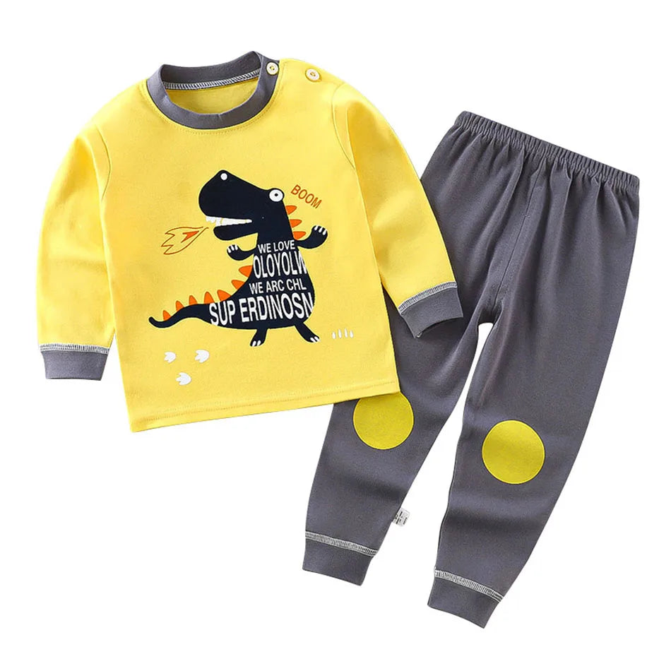 Cotton Kids Pajama Set – Cartoon Autumn/Winter Sleepwear for Boys & Girls