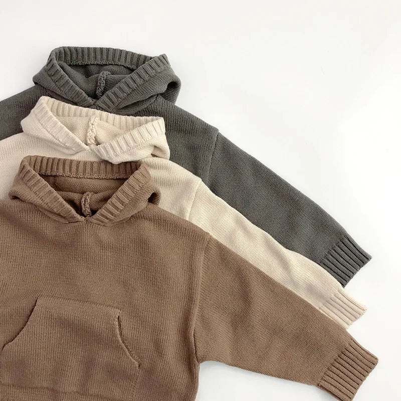 Kids’ Loose Knit Hoodie – Front Pocket Pullover Sweater for Boys & Girls