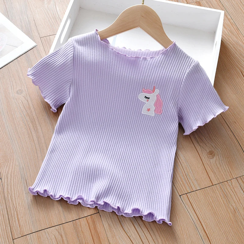Girls’ 100% Cotton Short Sleeve T-Shirt – Comfortable Casual Summer Top (1–7Y)