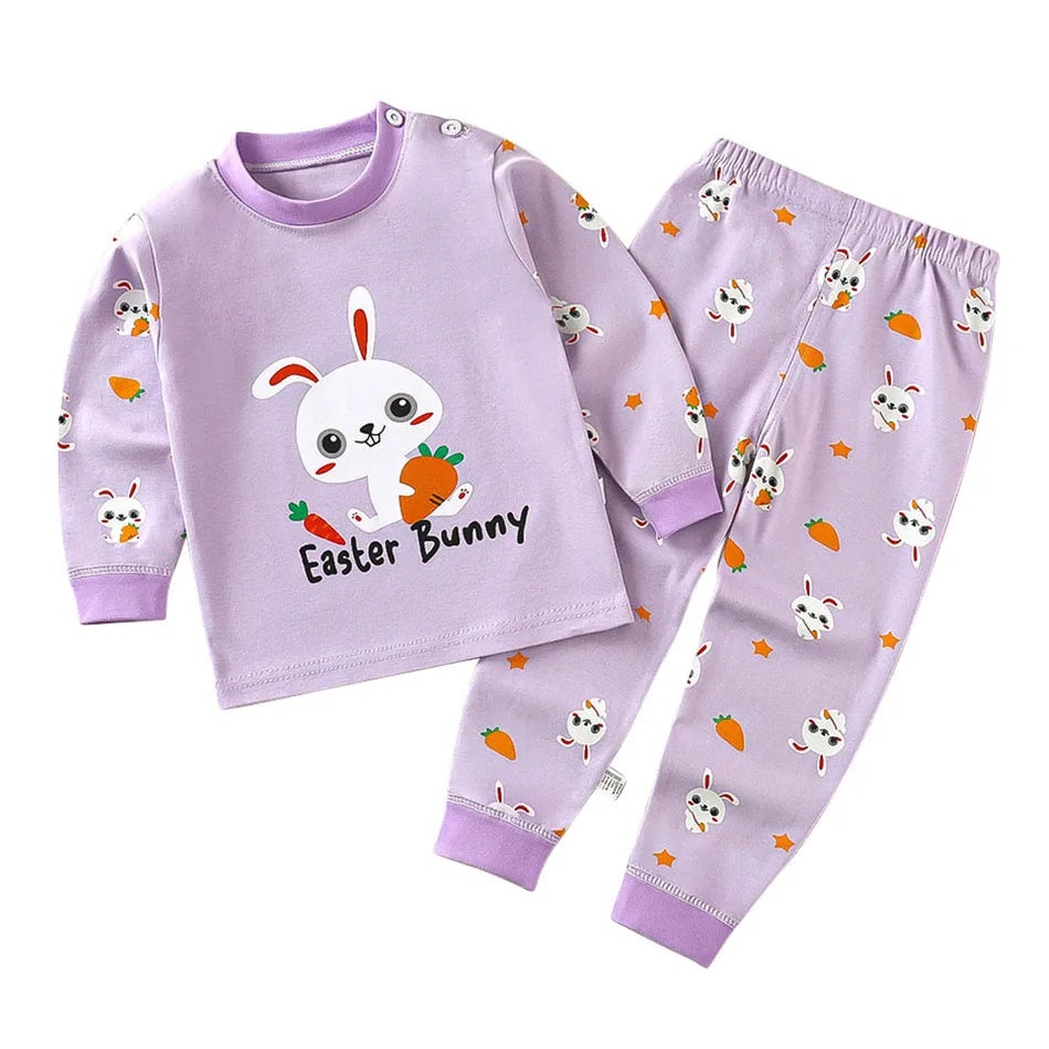 Cotton Kids Pajama Set – Cartoon Autumn/Winter Sleepwear for Boys & Girls