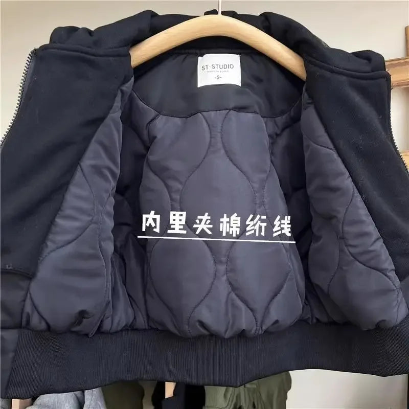 2025 Kids’ Hooded Jacket – Windproof & Rainproof Patchwork Coat for Boys
