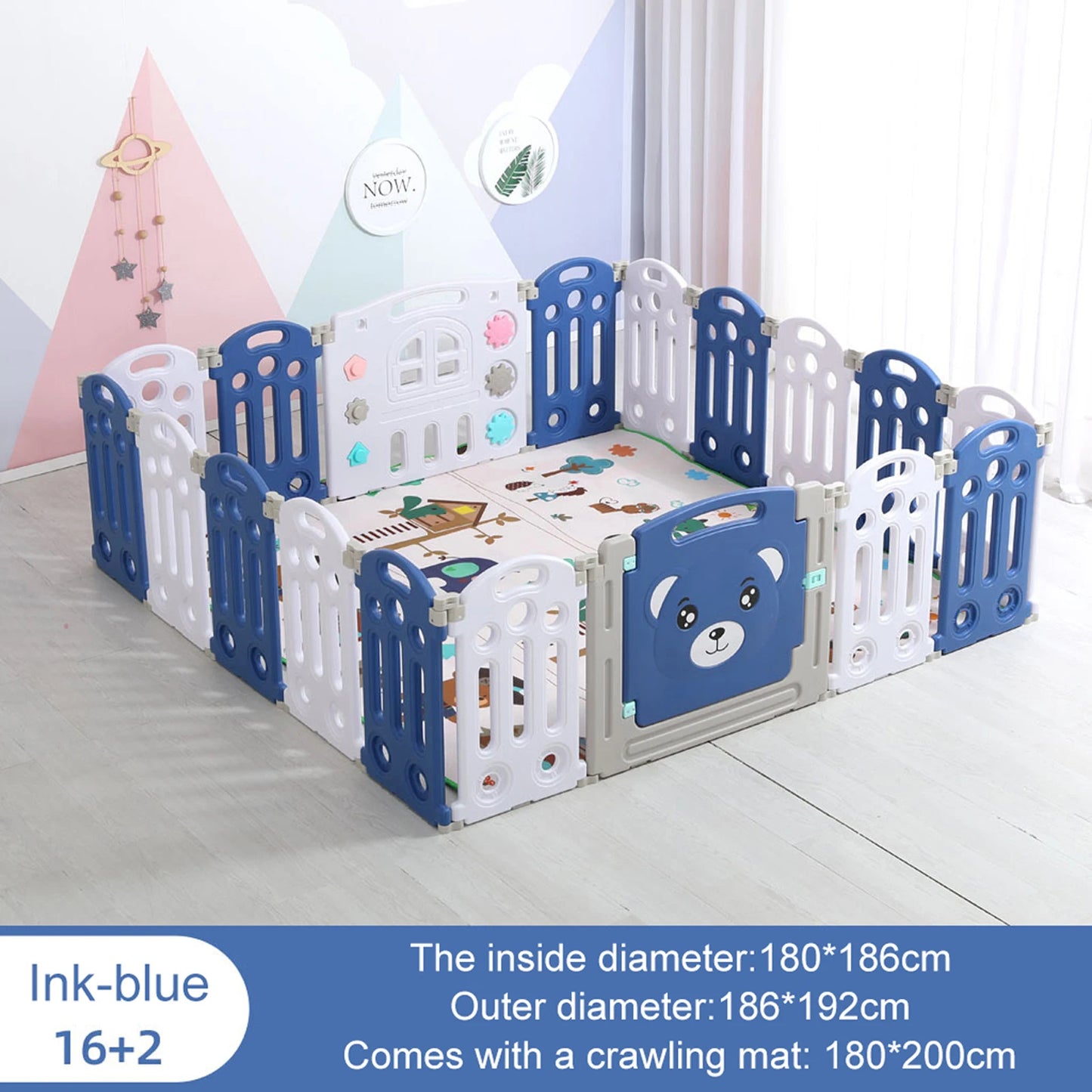 Baby Playpen – Portable Kids Activity Fence with Ball Pool and Slide