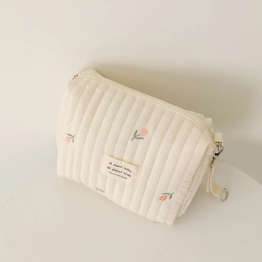 Cute Mommy Diaper Bag – Embroidered Baby Travel Organizer with Zipper