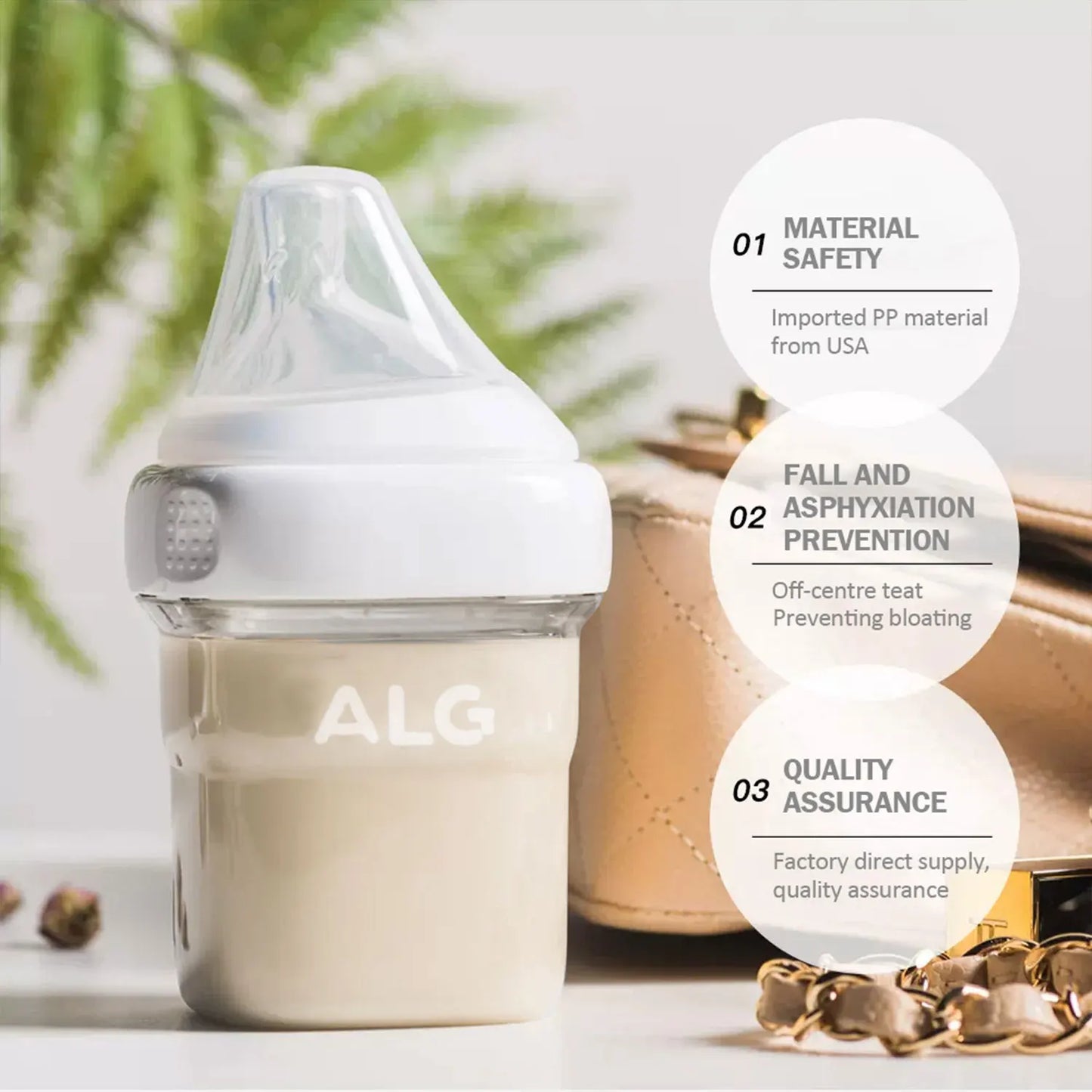 0-3Y Newborn Anti-Colic PP Milk Bottle – 150ml & 240ml, 3 Color Options