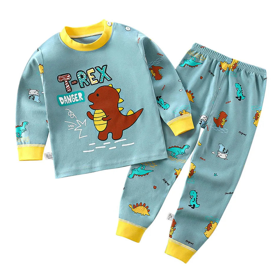 Cotton Kids Pajama Set – Cartoon Autumn/Winter Sleepwear for Boys & Girls