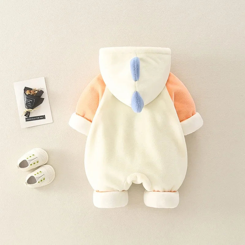 Newborn Autumn/Winter Romper – Thick Plush Jumpsuit for Outdoor Wear