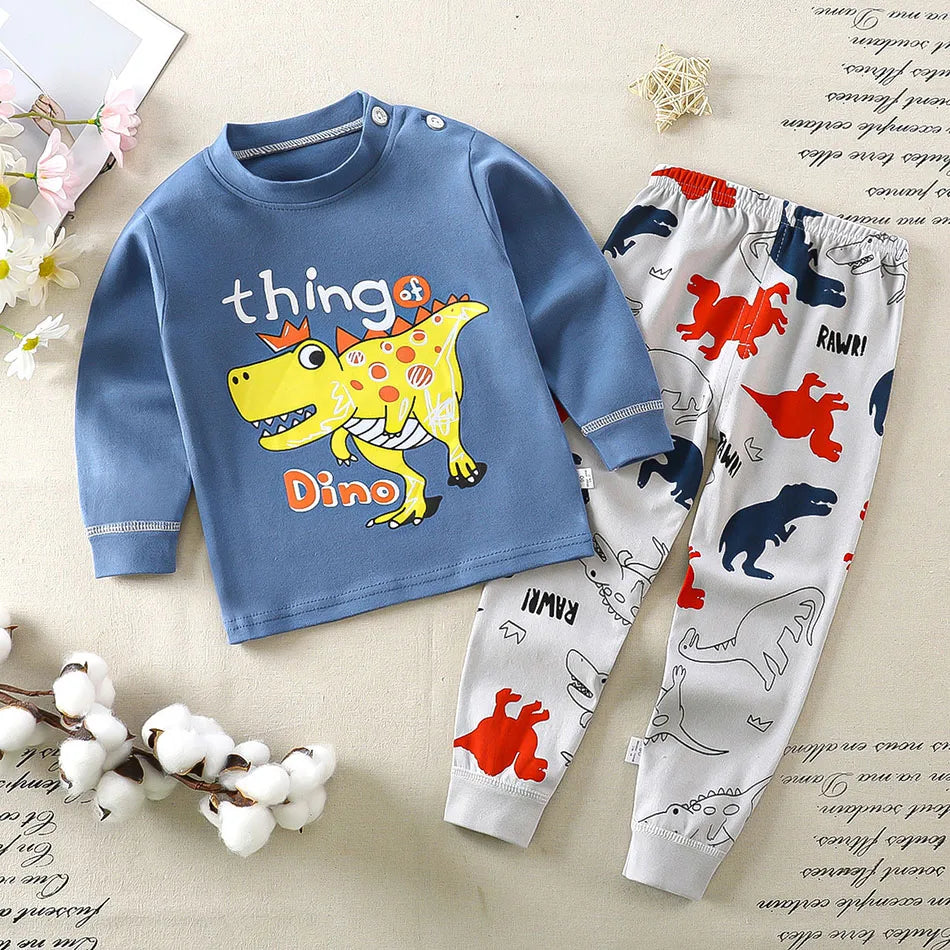 Cotton Kids Pajama Set – Cartoon Autumn/Winter Sleepwear for Boys & Girls