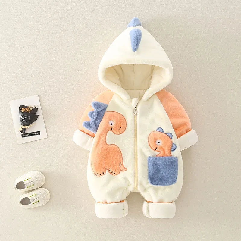 Newborn Autumn/Winter Romper – Thick Plush Jumpsuit for Outdoor Wear
