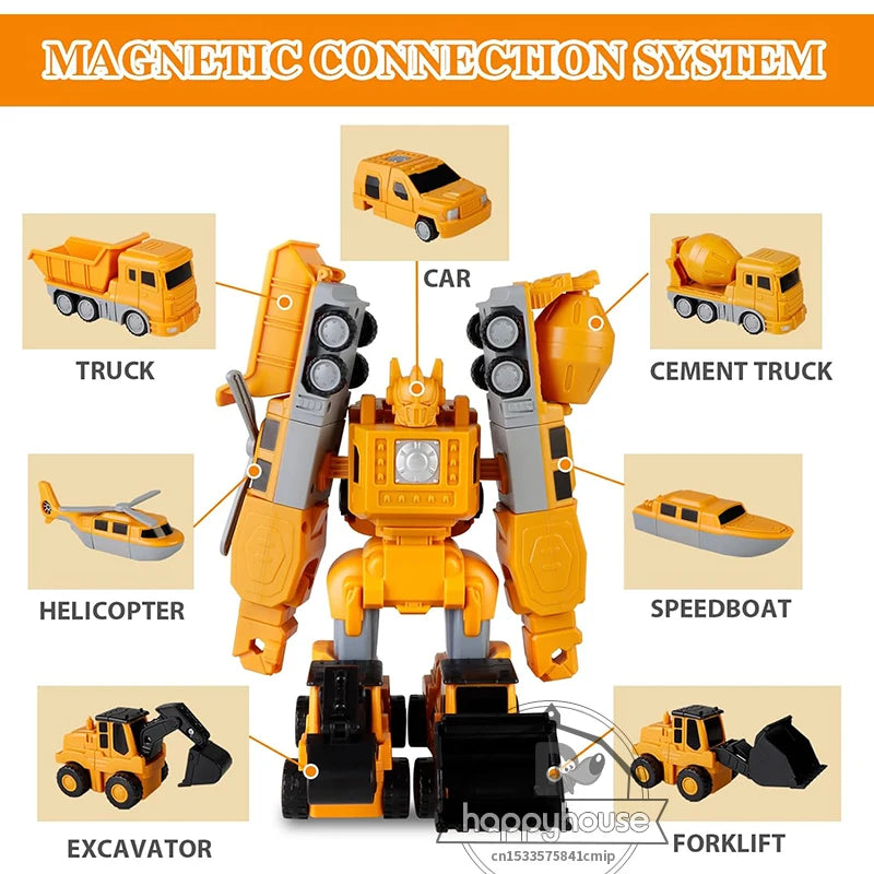 Magnetic Transforming Robot Car – Engineering Toy with Blocks for Toddler Activities