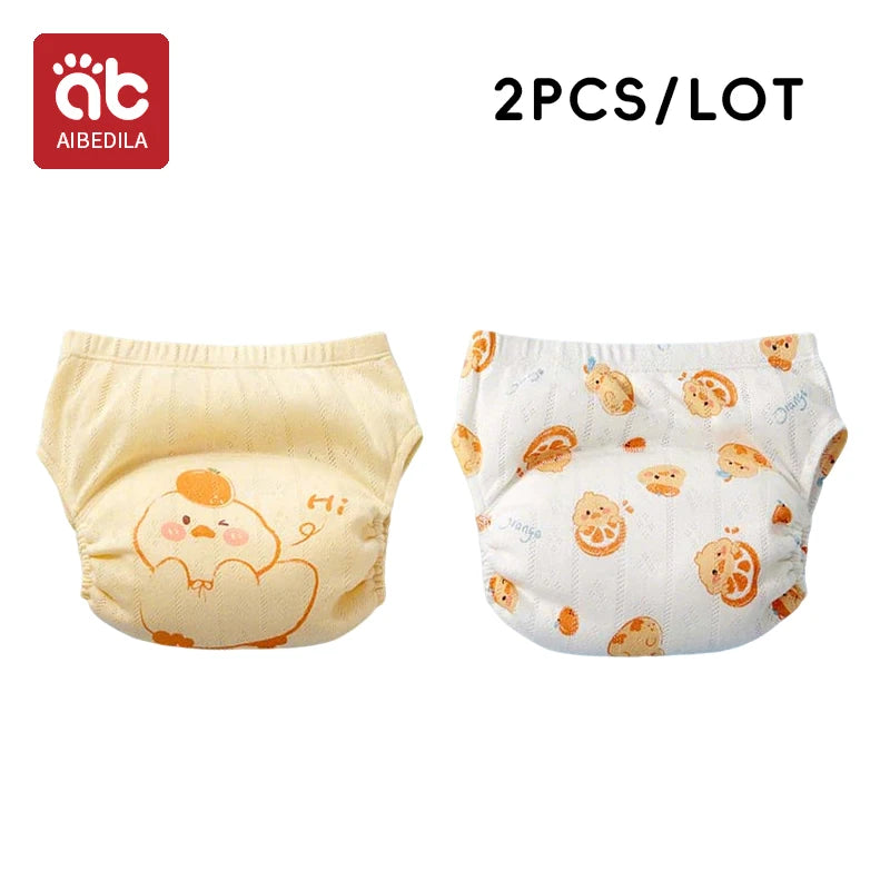 2pcs Newborn Training Pants Cotton Thin Summer Baby Widen Shorts Washable Boy Girl Cloth Diapers Reusable Nappies Infant Panties