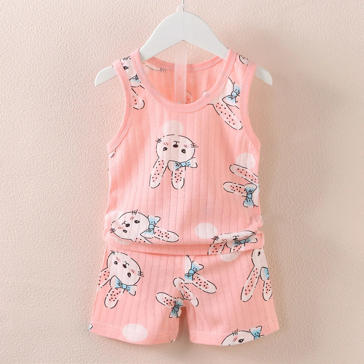 Children's Clothing Print Sleeveless Tops Shorts Cute Breathable Kids Vest Shorts Set Tank Top for Baby