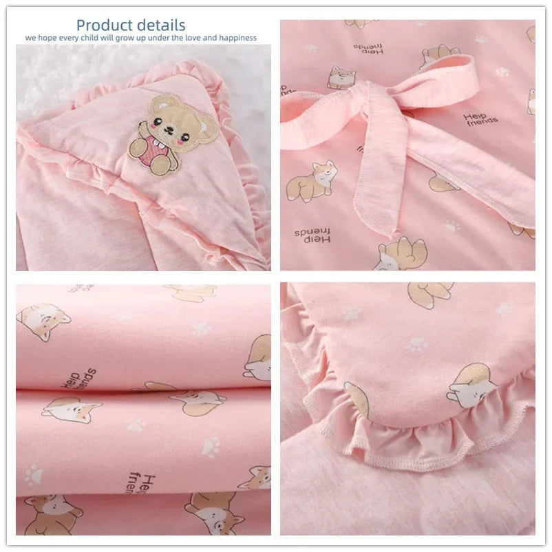Newborn Cotton Blanket Winter Warm Embroidery Baby Swaddling Blanket Cartoon Envelope Wrap Blankets Baby Boys Girls Bed Quilt