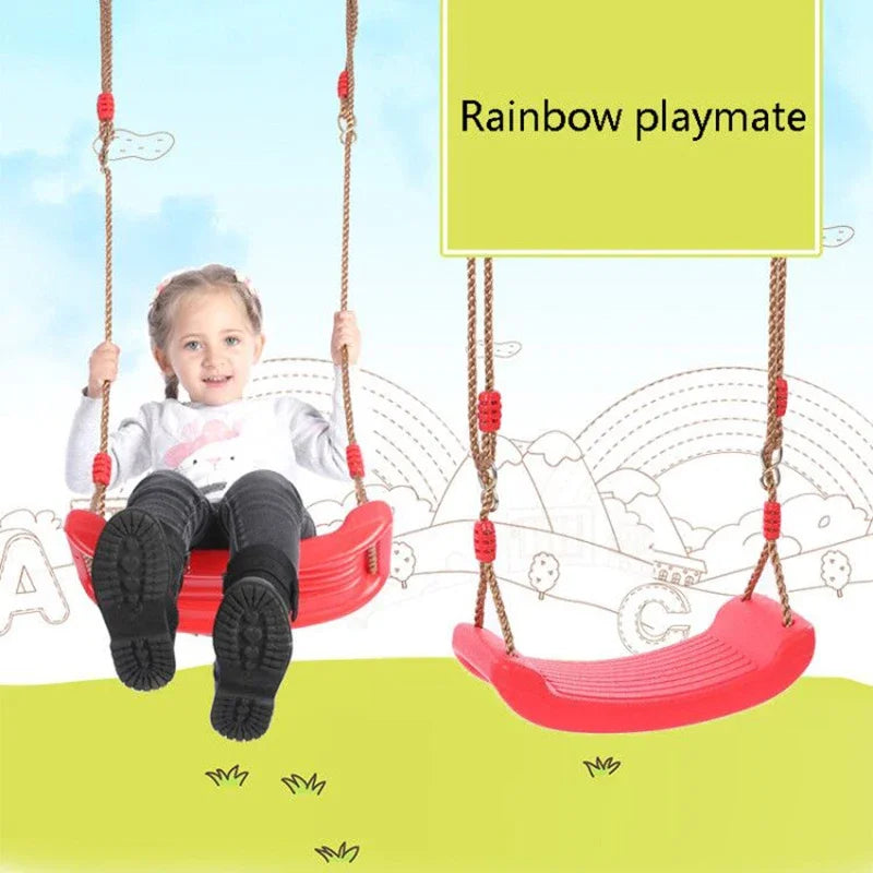 Kids Rainbow Swing Seat – Curved Board with Adjustable Ropes for Indoor & Outdoor Play