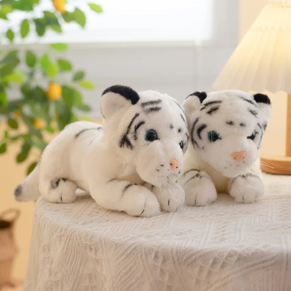 23cm Cute Stuffed Animal Baby Tiger White Siberian Tiger Plush Toy Emulational Plushies Soft Doll Room Decor Gift for Girl Boy