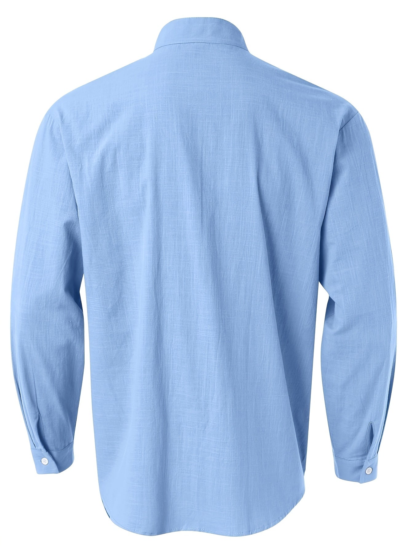 Men’s Stand Collar Button-Up Shirt – Long Sleeve Casual Dress Shirt, Regular Fit for Spring/Fall