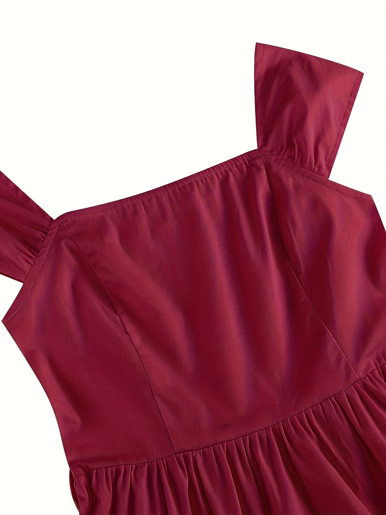 Women’s Retro Dress – Ruffled Hem, Bow Detail, Square Neck & Cinched Waist, Perfect for Spring/Summer/Fall