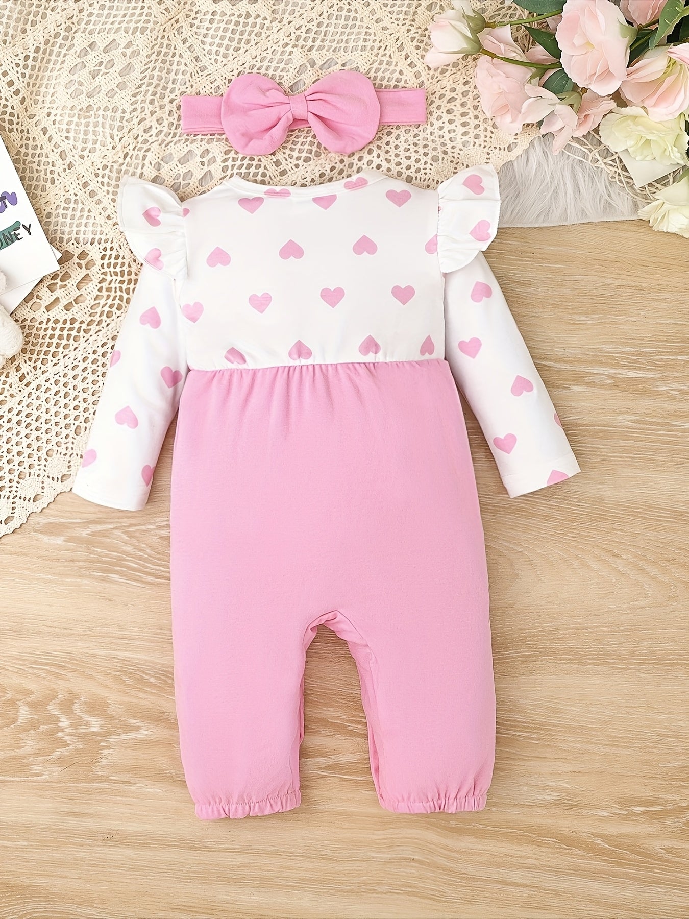 Conjunto de macacão 2 peças para bebé 0–18 meses – Macacão de manga comprida com folha de lótus e chapéu, bordado de gatinho de desenho animado para outono/inverno