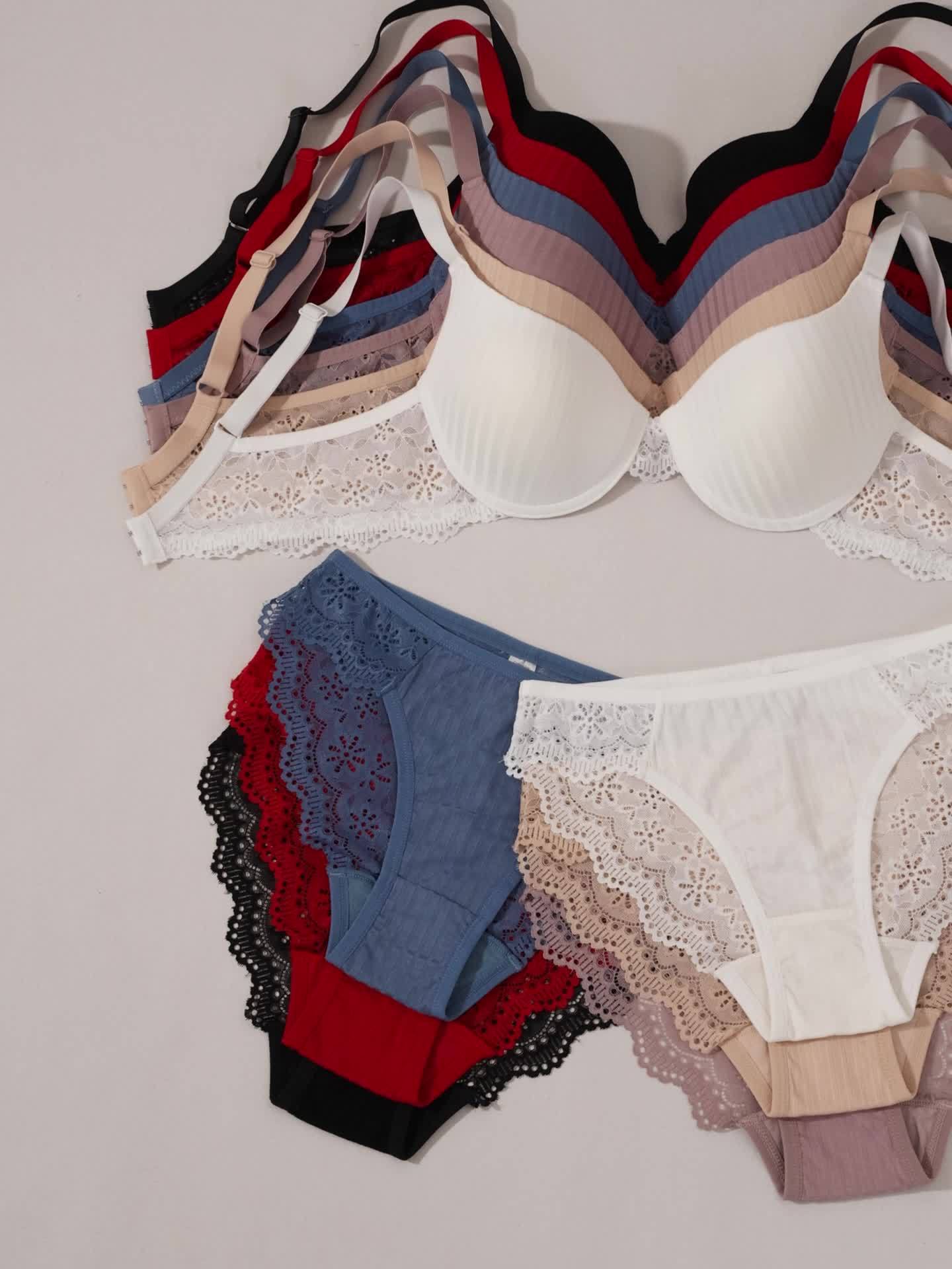 Women’s Bra & Panty Set – Push-Up Lingerie with Lace Trim, Sexy & Elegant Date Outfit